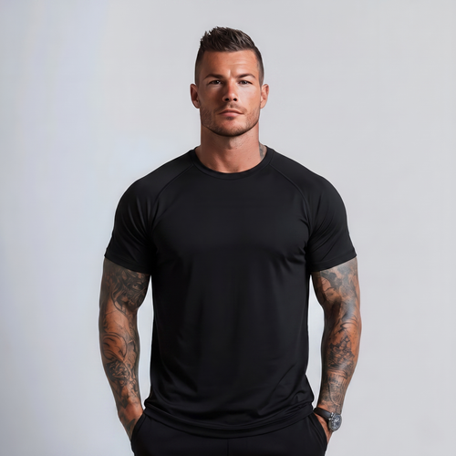 AVERON FitFlex Tee - Black - model raglan