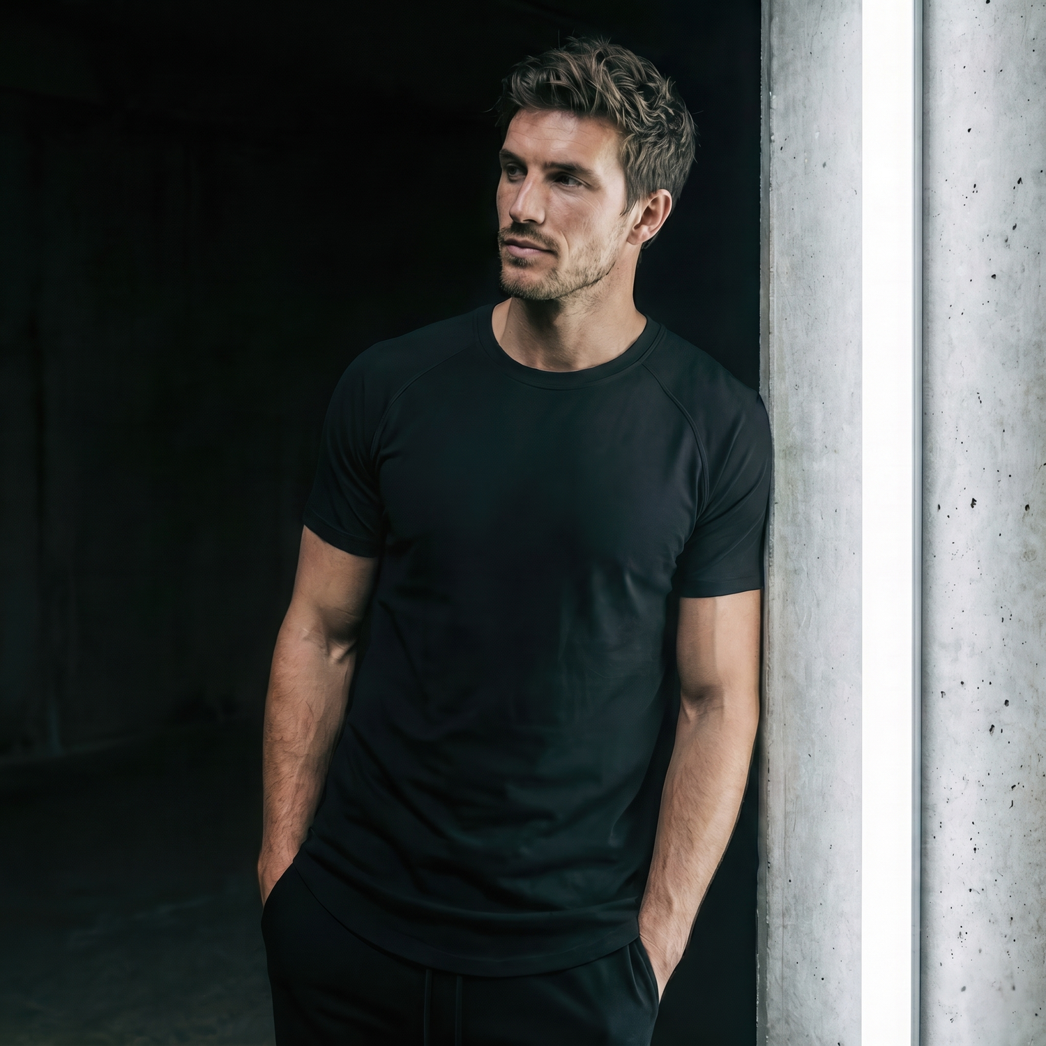 AVERON FitFlex Tee lifestyle - black raglan - perfected for you